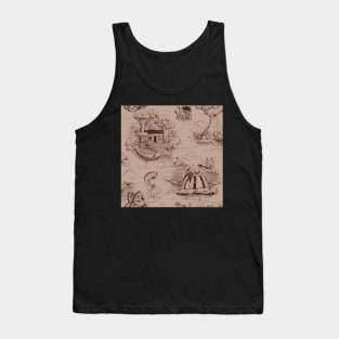 toile de jouy patterns -Lakeside Mosaic Tank Top